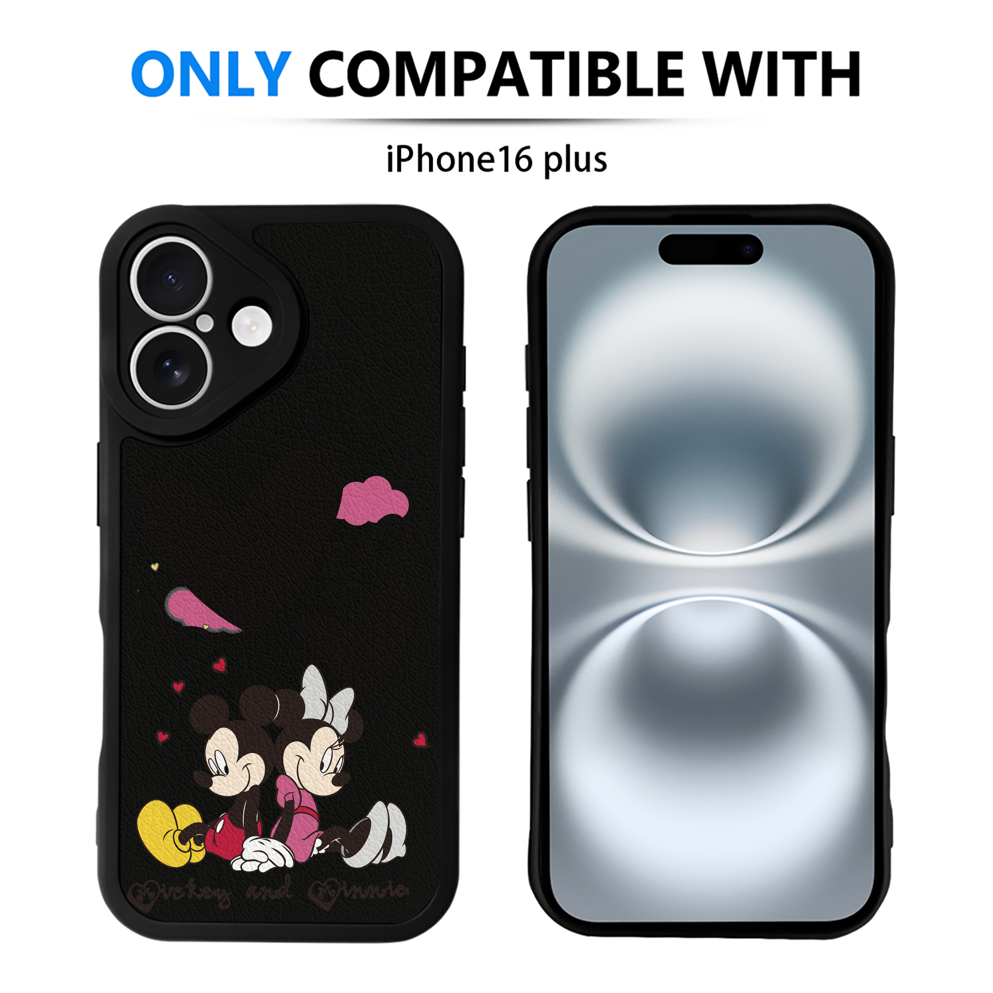 （画像用） ミッキーマウス Mickey Mouse 【iPhone 16シリーズ対応】シリコンスマホケース（レザー調） 材質：シリコン
